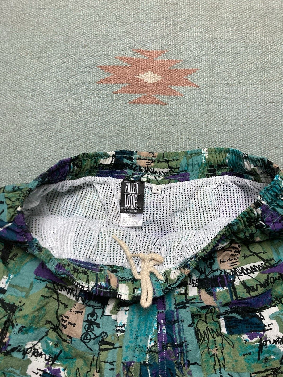 Vintage Swim shorts trunks killer loop abstract art over print large Size US 30 / EU 46 - 3 Thumbnail