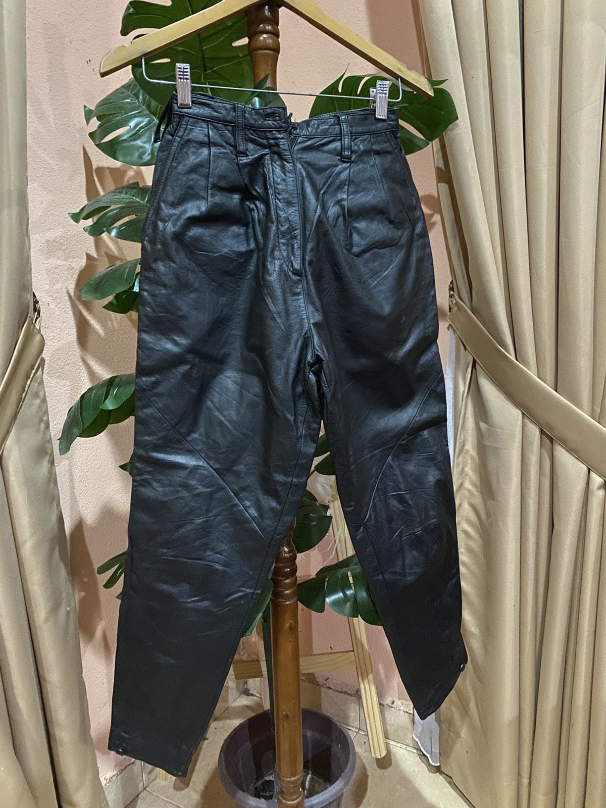 Leather MIRABELLE de ARRIERE Leather Tapered Pants Cowhide Leather Size 22" - 3 Thumbnail