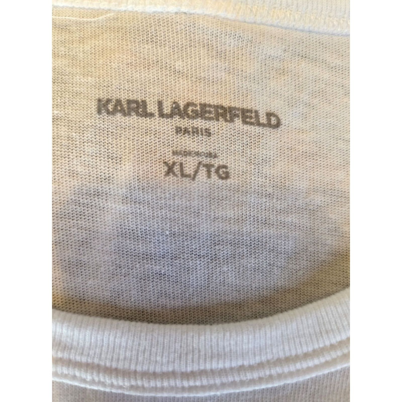 Karl Lagerfeld Karl Lagerfeld T Shirt Mens XL White Graphic Tee Cartoon Suit Sunglasses Size US XL / EU 56 / 4 - 2 Thumbnail