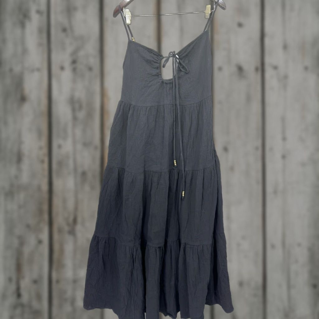 Vintage Charlie Holiday Dress Womens 4 Maxi Sundress Bohemian Black Layered Tiered Priscilla Size S / US 4 / IT 40 - 1 Thumbnail