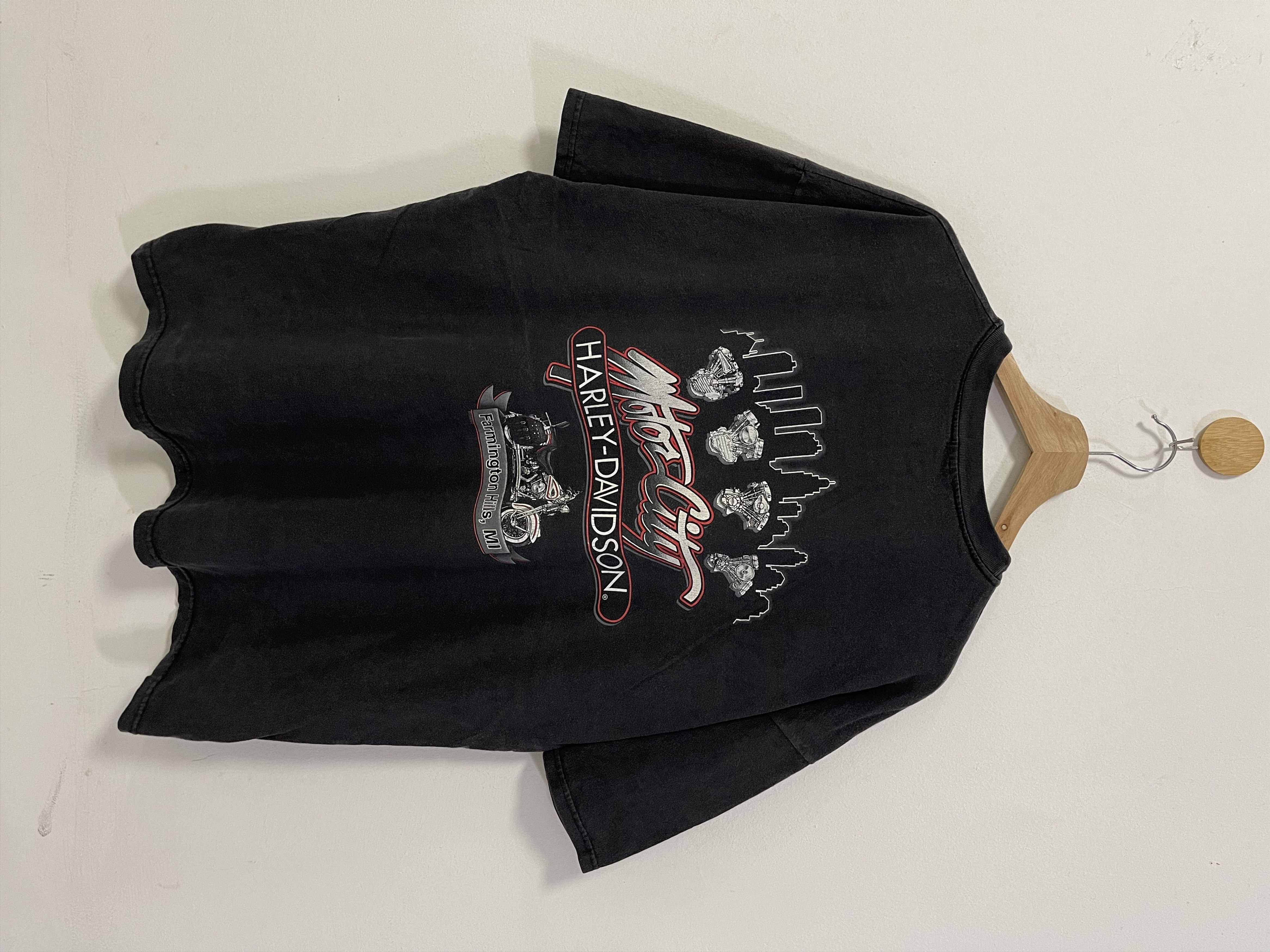 Harley Davidson Vintage 1998 Harley Davidson Motor City Big Logo Tee Size US XL / EU 56 / 4 - 1 Thumbnail