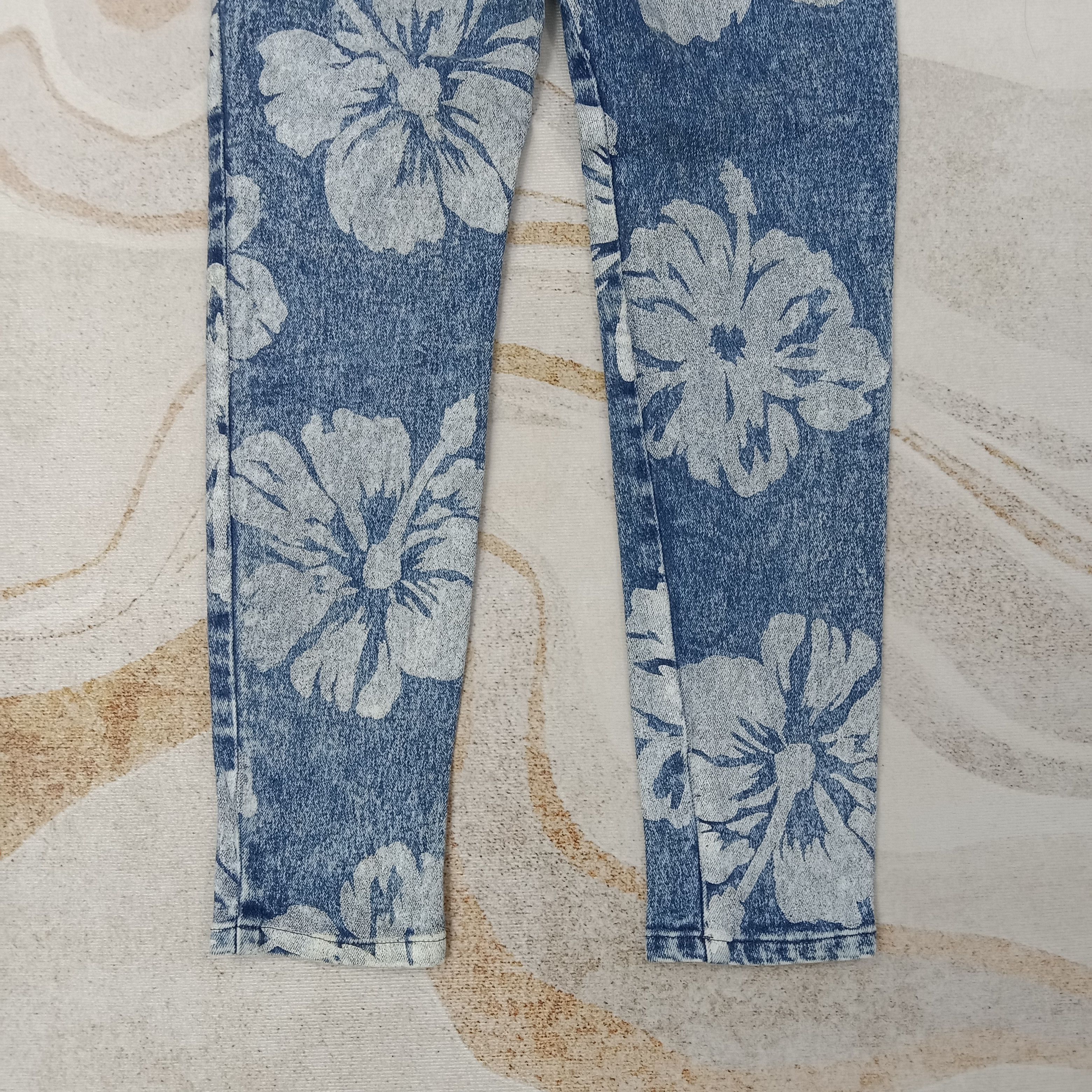 Japanese Brand Ryu Sports Japanese Flower Art Denim Jeans C258N26 Size 23" - 7 Thumbnail