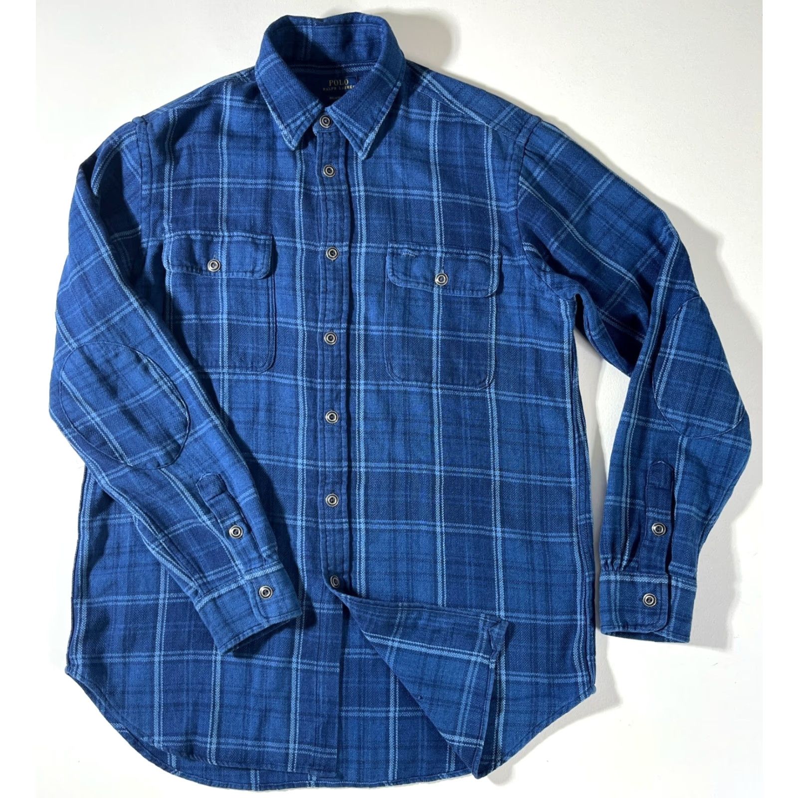 Polo Ralph Lauren Polo Ralph Lauren Men's Plaid Flannel Shirt - Button-Up, Long Sleeve, Elbow Patches, Size L, Blue, Classic Fit Size US L / EU 52-54 / 3 - 4 Thumbnail