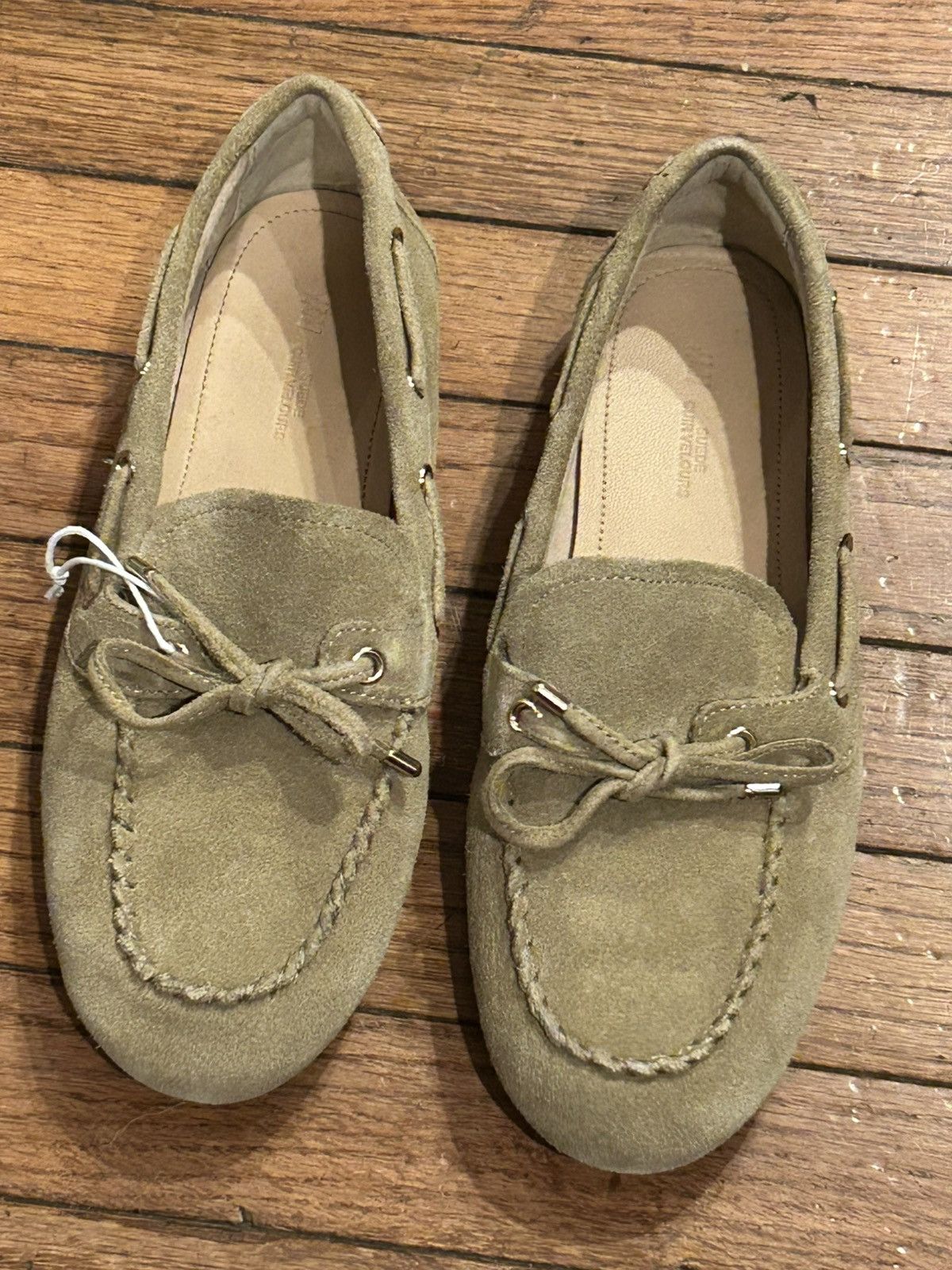 H&M H & M Premium Collection Light Beige Suede Driving Moccasins Size US 7 / IT 37 - 3 Thumbnail