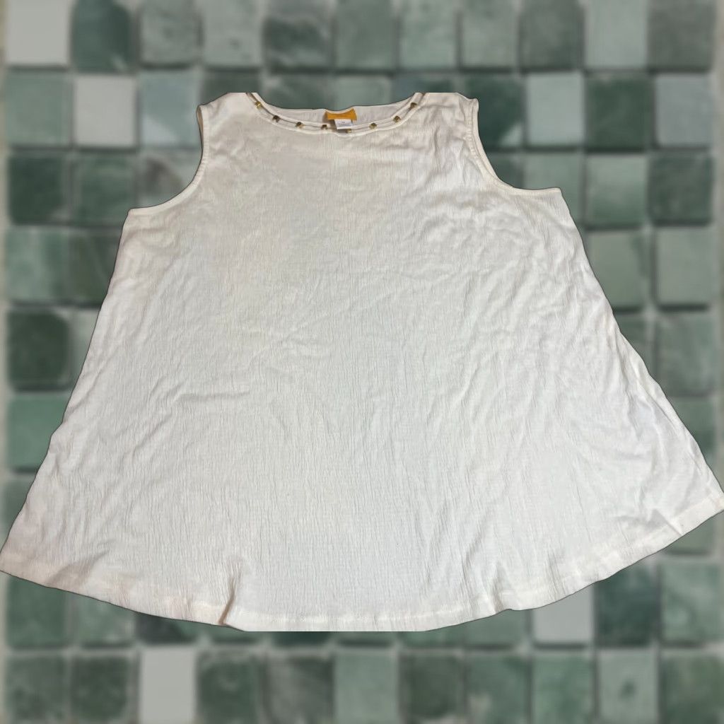 Vintage VINTAGE Ruby Rd Top Womens XL White Sleeveless Beaded Neckline Shirt Blouse Size XL / US 12-14 / IT 48-50 - 1 Thumbnail