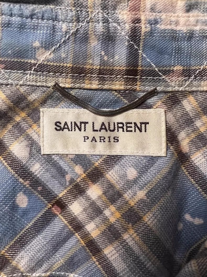 Saint Laurent Paris Saint Laurent Paris Grid damaged shirt-2506 Size US XL / EU 56 / 4 - 4 Thumbnail