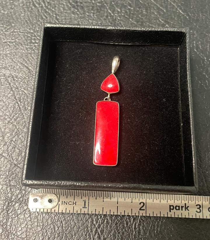 Designer Red Coral Pendant .925 Size ONE SIZE - 2 Thumbnail