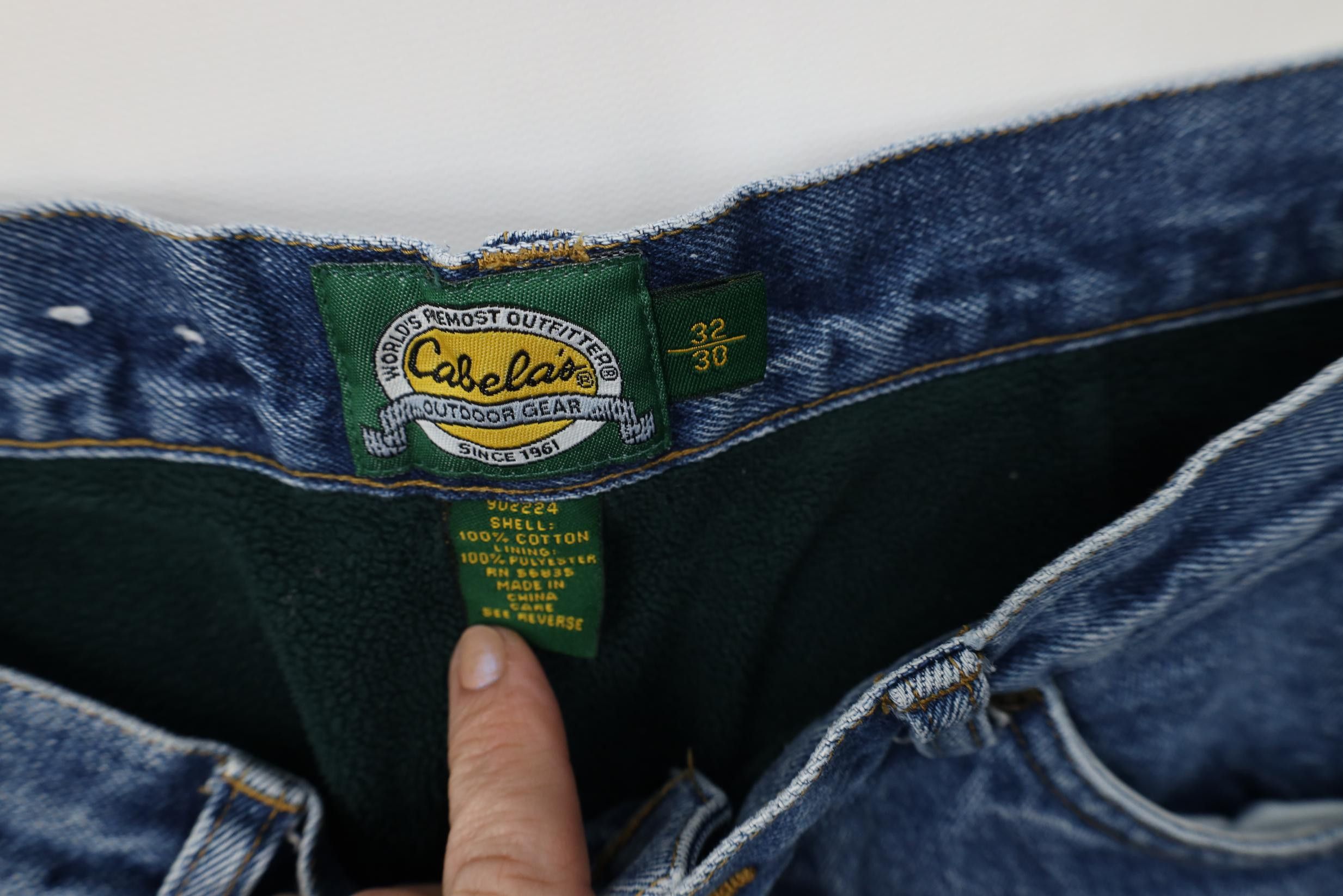 Cabelas Vintage 90s Cabelas Heavyweight Fleece Lined Denim Jeans Size US 32 / EU 48 - 9 Thumbnail