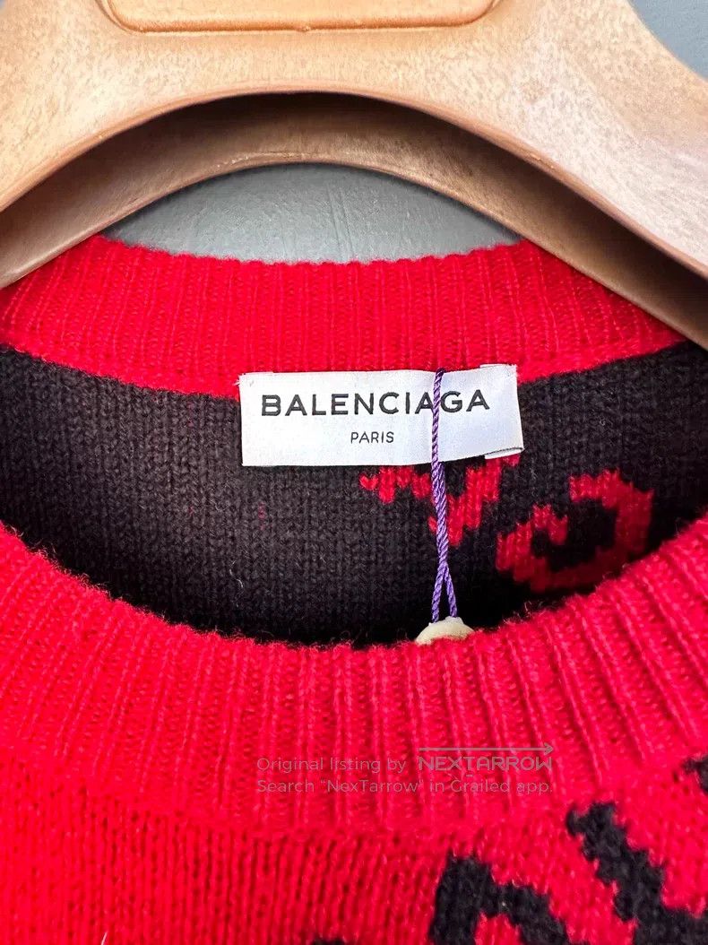 Balenciaga Balenciaga Red bullet screen knitwear sweater Size XS / US 0-2 / IT 36-38 - 4 Thumbnail