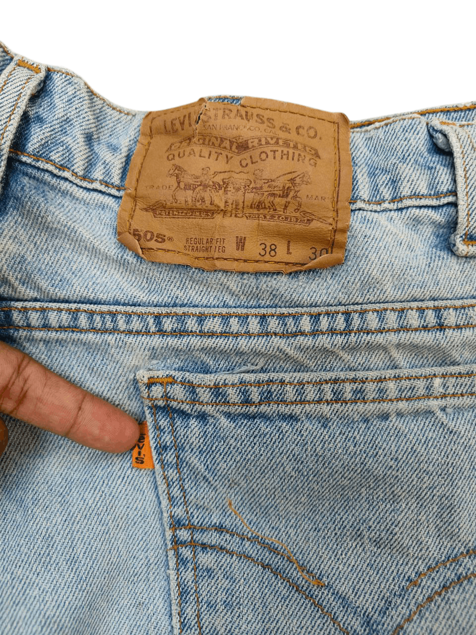 90's Vintage Levi's 505 Orange Tab Denim, Made in USA