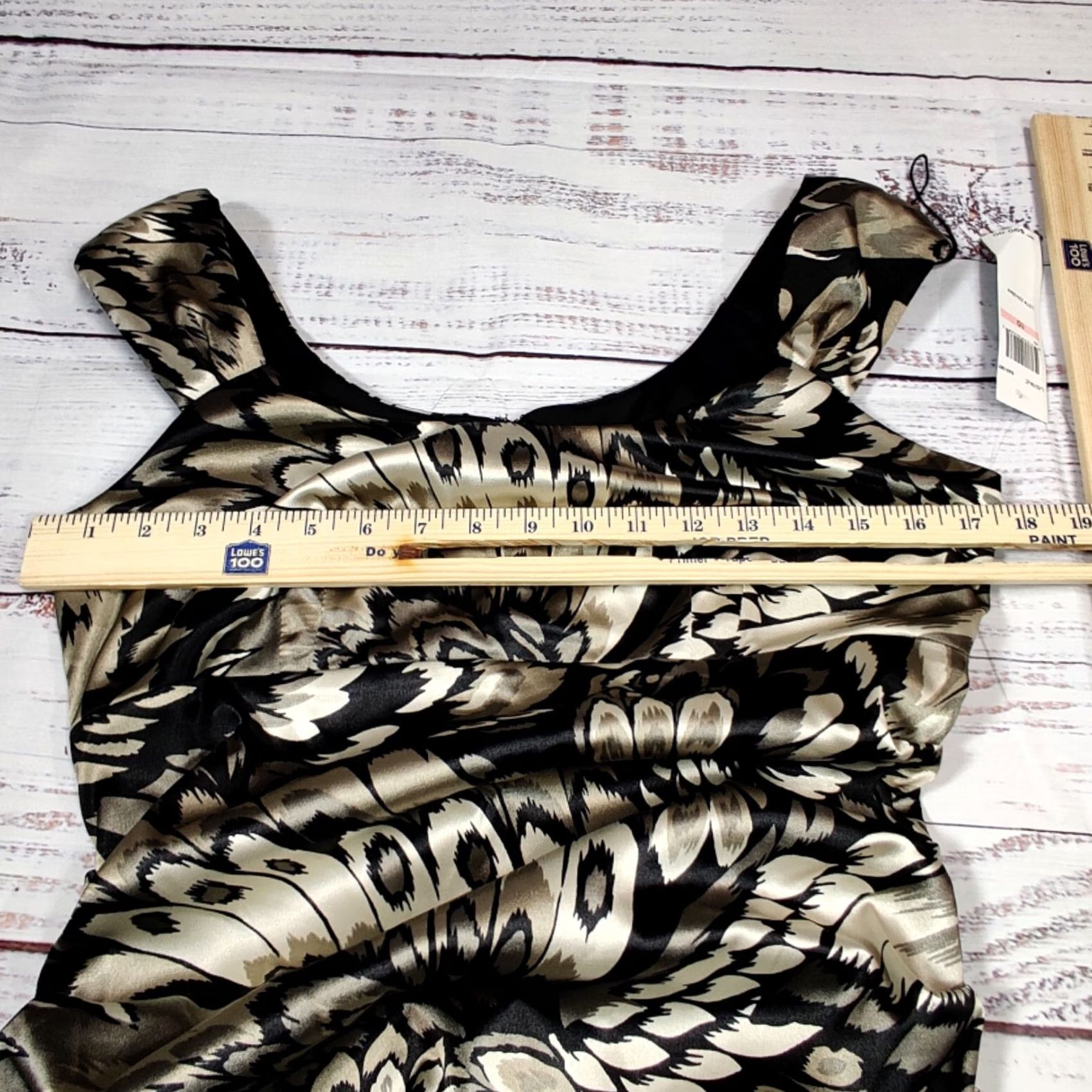 Vintage London Style Nights Womens Tank Dress Sleeve No Sleeves Black Champagne Knee Length 10 Sheath Size L / US 10 / IT 46 - 4 Thumbnail