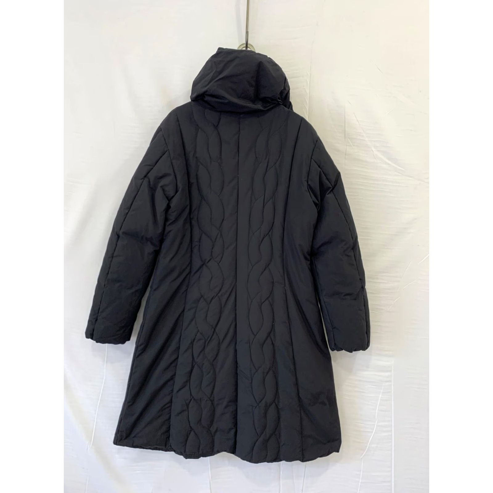 Vintage Post Card Italy Women's Quilted Puffer Coat Long JACKET L Black - Adult XL? (Original size L) Size L / US 10 / IT 46 - 2 Thumbnail