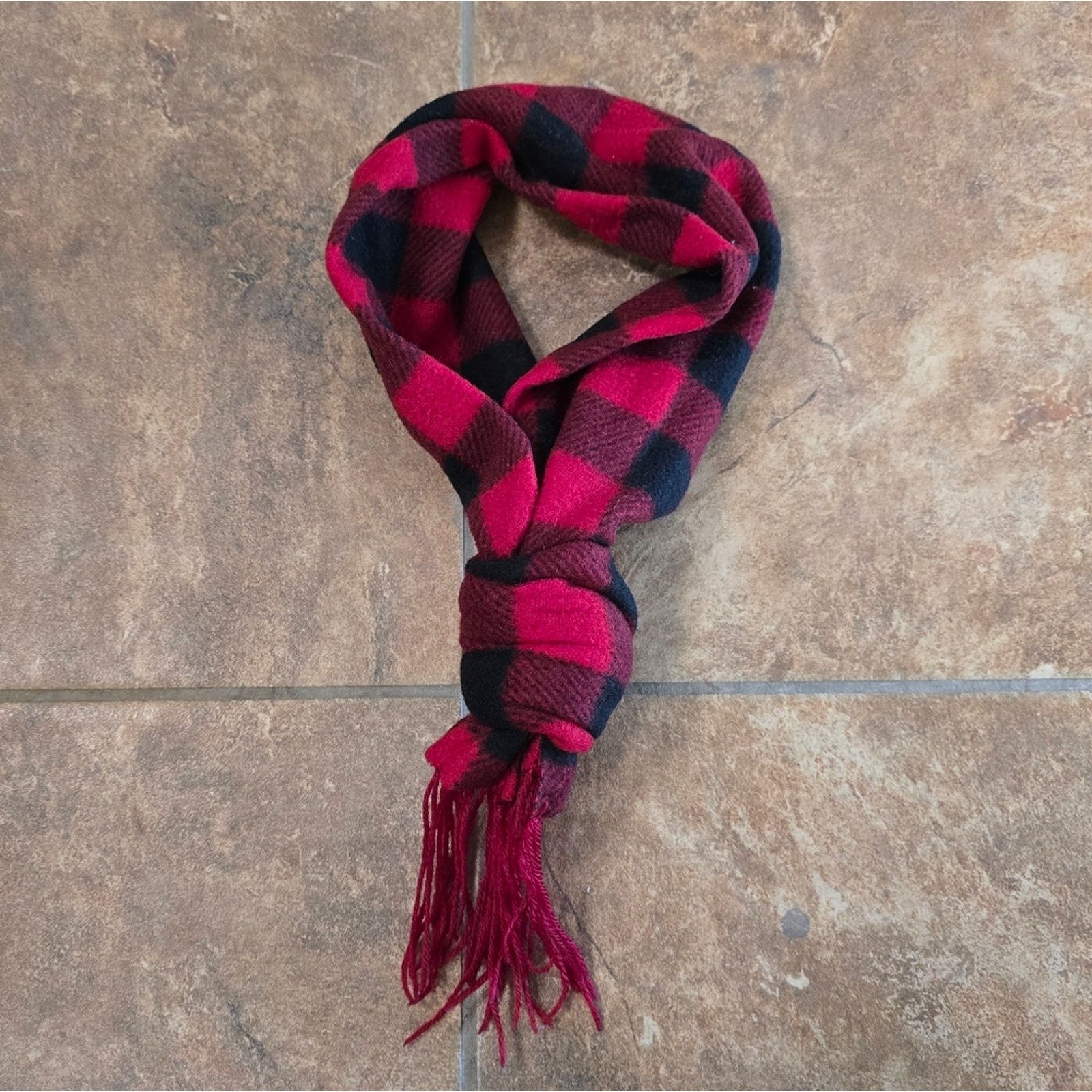 Other Red Black Checkerboard Fringe Scarf Size ONE SIZE - 2 Thumbnail