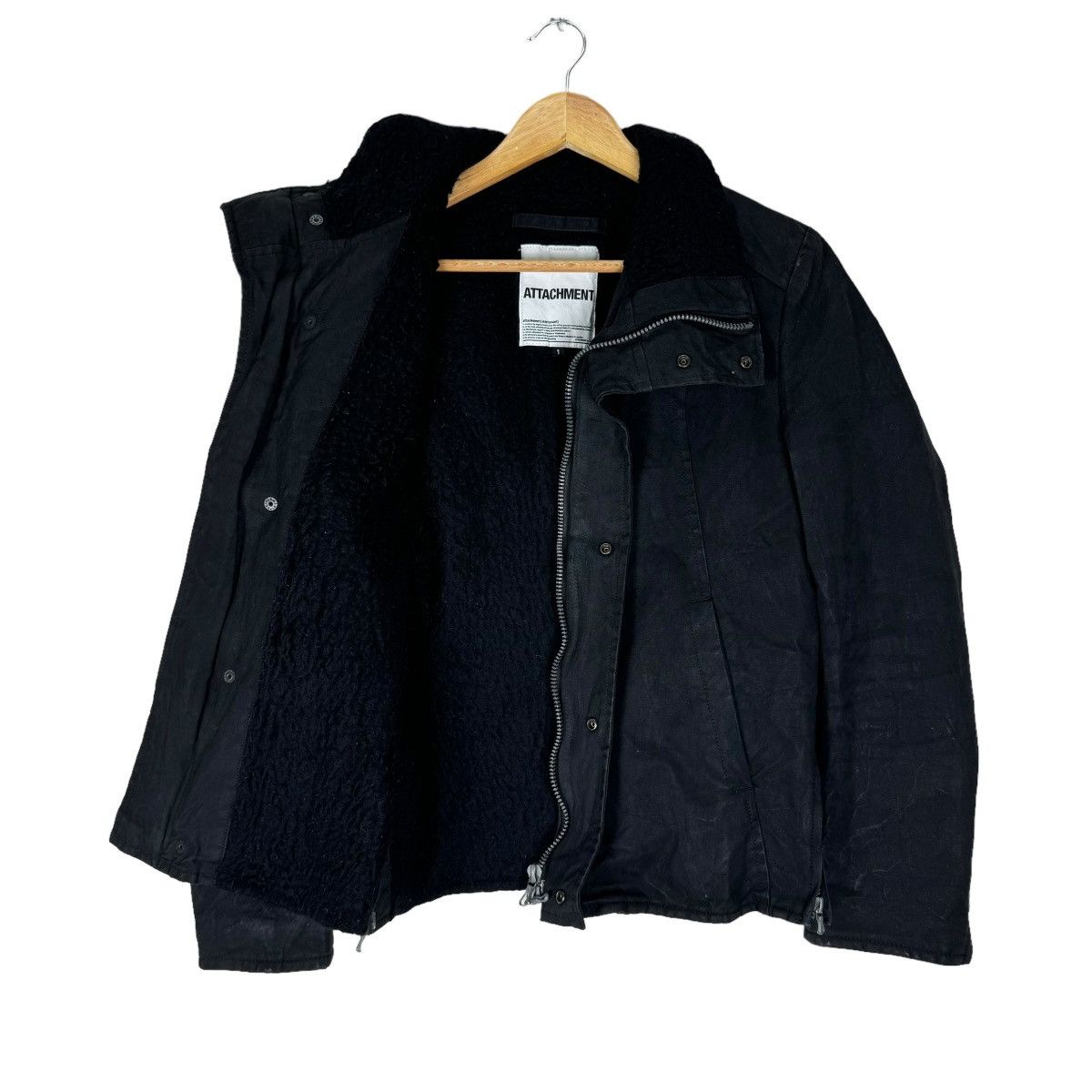 Kazuyuki Kumagai Attachment 🔥ATTACHMENT BLACK WAX BIKERS ZIPPER JACKET Size US S / EU 44-46 / 1 - 11 Thumbnail