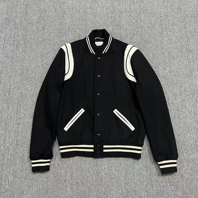 Saint Laurent Paris Saint Laurent Black and White Baseball Jacket Size US M / EU 48-50 / 2 - 1 Thumbnail