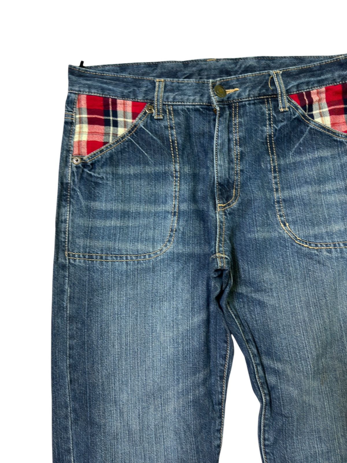 Hysteric Glamour Acid Wash Plaid Tartans Junya Watanabe Style Denim Jeans Size US 32 / EU 48 - 4 Thumbnail