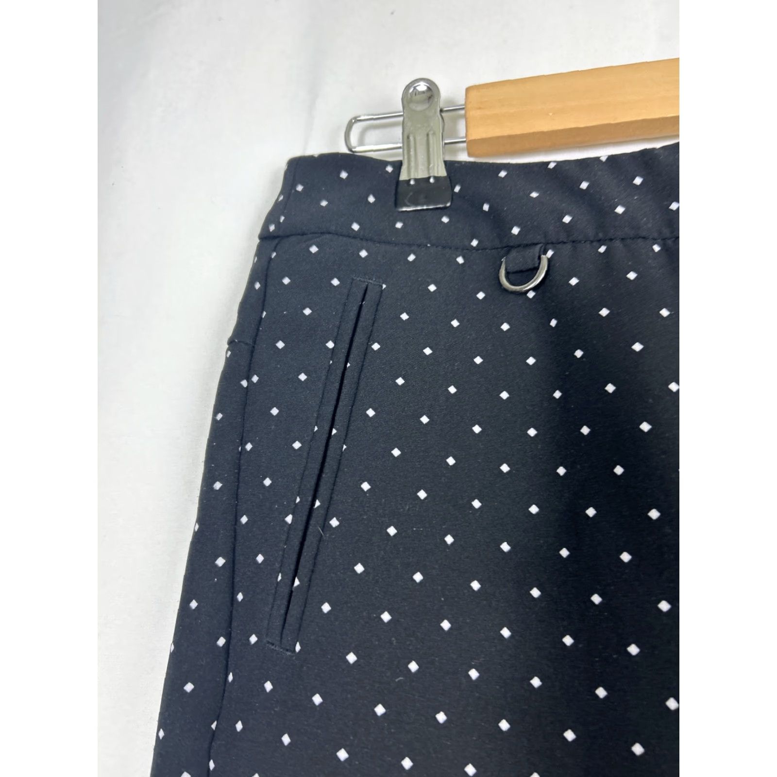 Adrianna Papell Adrianna Papell Slim Straight Pants Women Black Polka Dot Dress Pants Size 6 Size 28" / US 6 / IT 42 - 4 Thumbnail