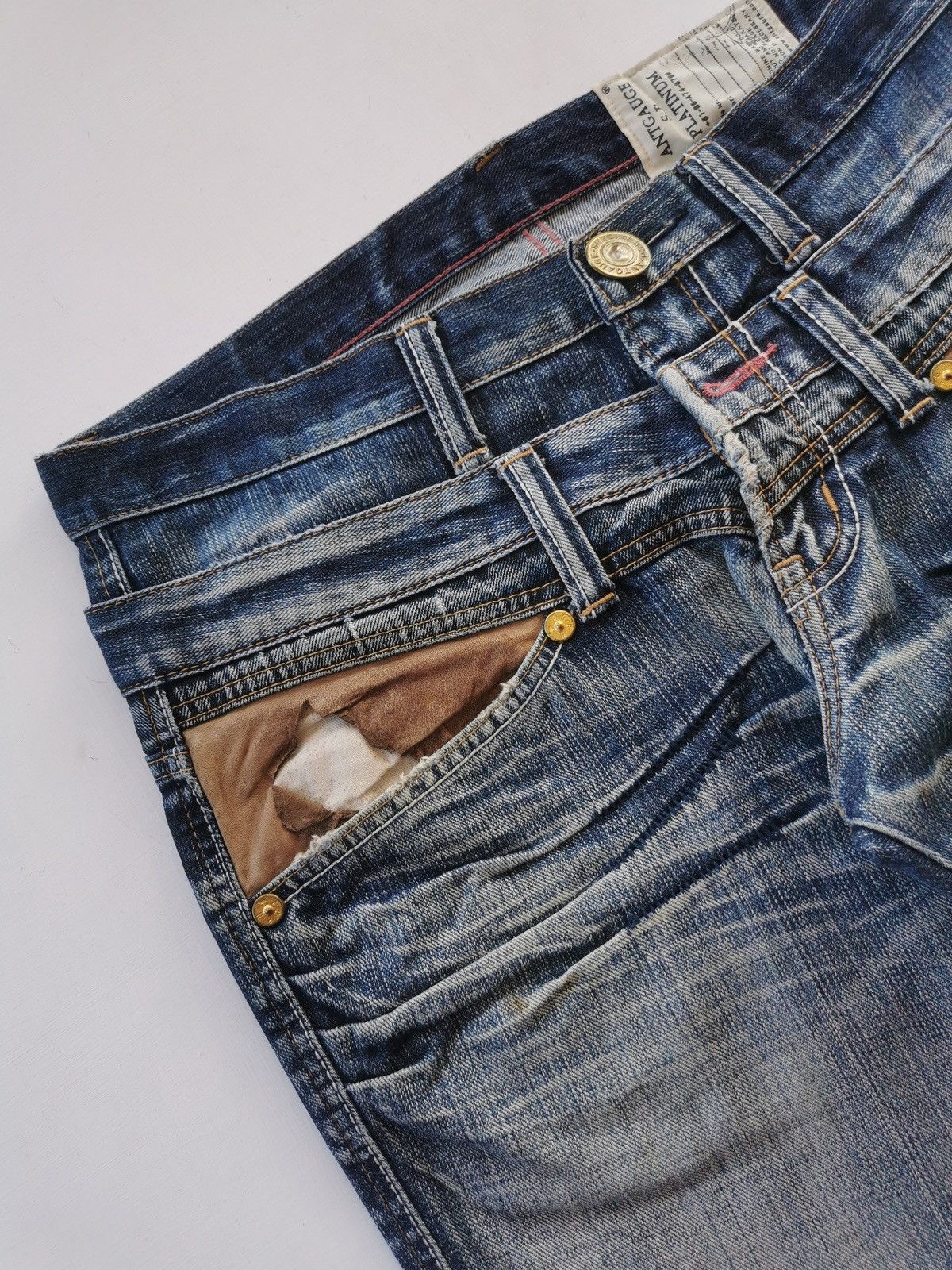 Japanese Brand Antgauge Double Waist Distressed Denim Jeans Size US 33 - 3 Thumbnail