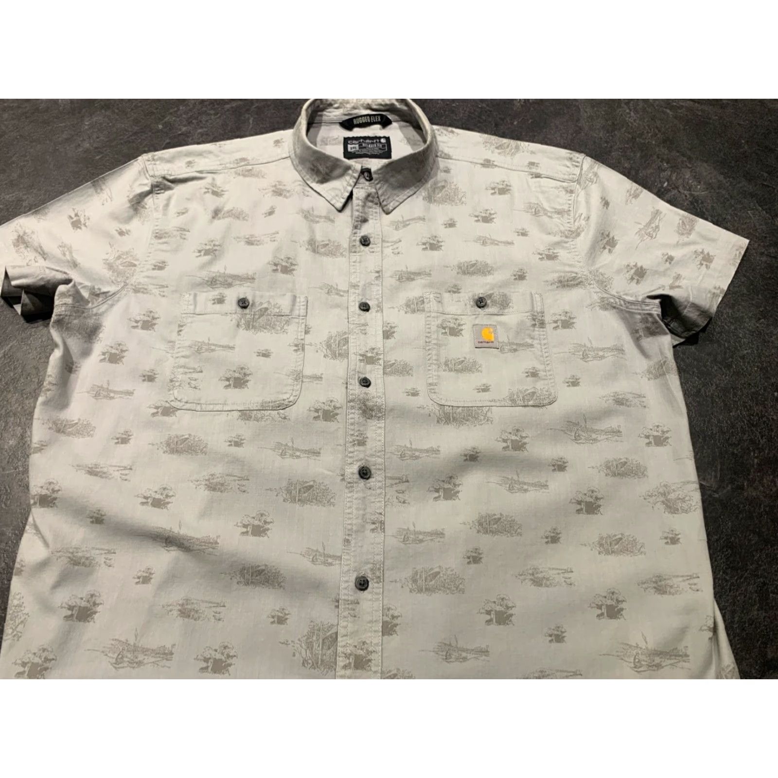 Carhartt Carhartt Men’s Short Sleeve Button-Up Shirt 2XL Cotton Gray Casual Workwear 2010s Size US XXL / EU 58 / 5 - 2 Thumbnail