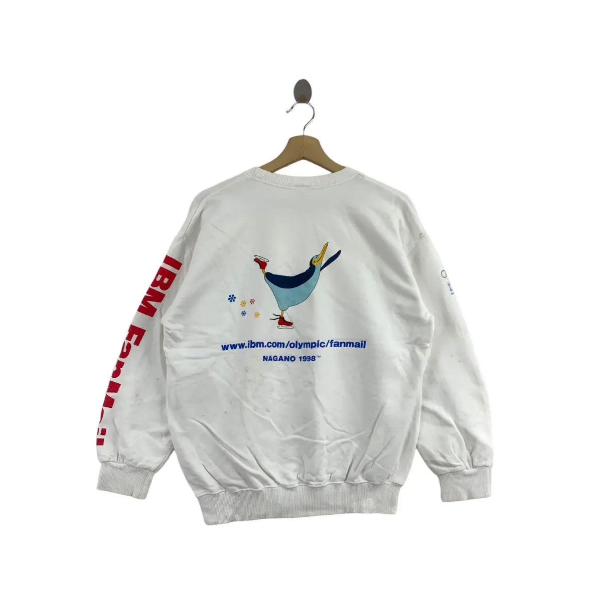 Disney Vtg 1998 IBM FAN MAIL x OLYMPIC NAGANO Penguin Sweatshirt Size M / US 6-8 / IT 42-44 - 5 Thumbnail