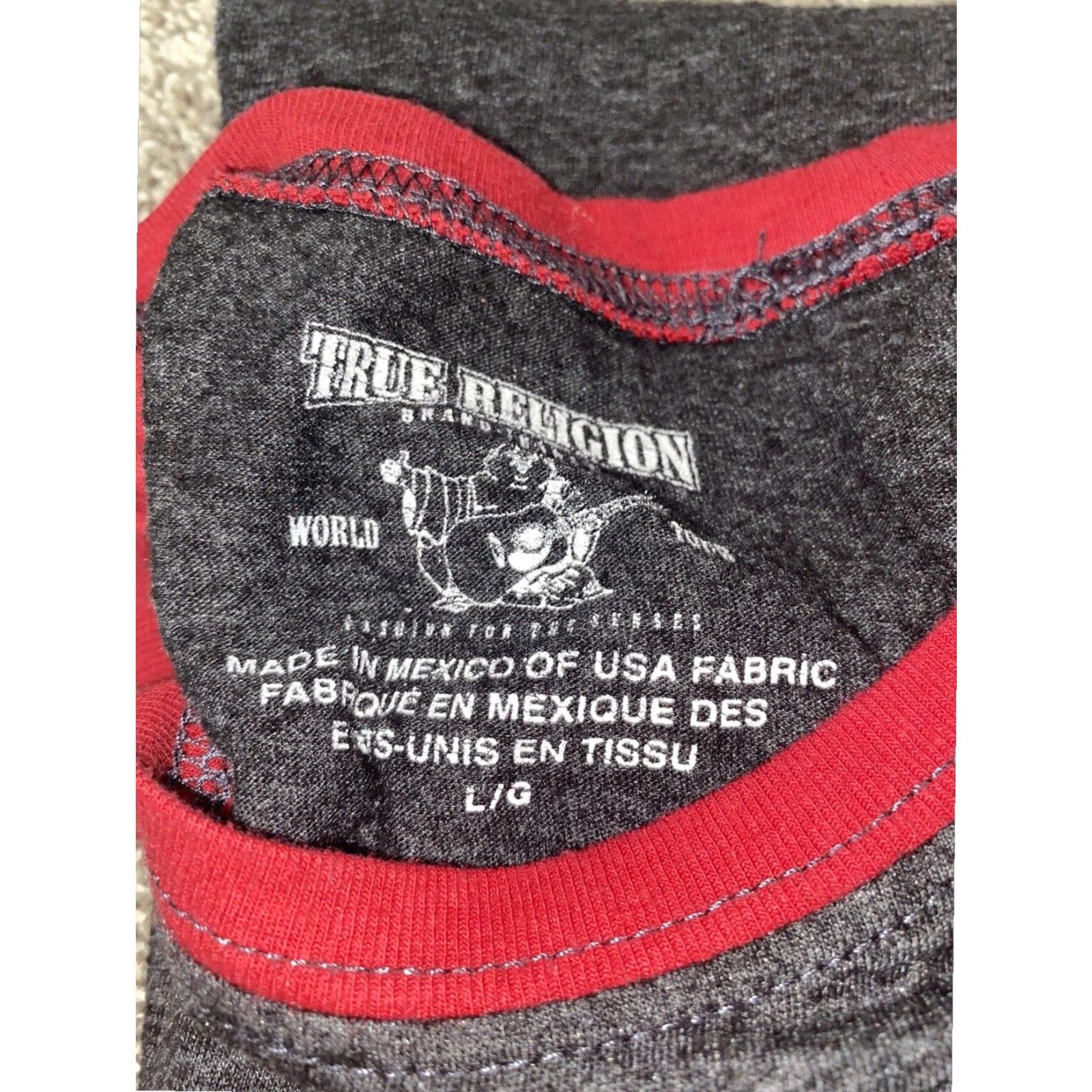 True Religion True Religion Gray/Red T Shirt Mens Large Size US L / EU 52-54 / 3 - 4 Thumbnail