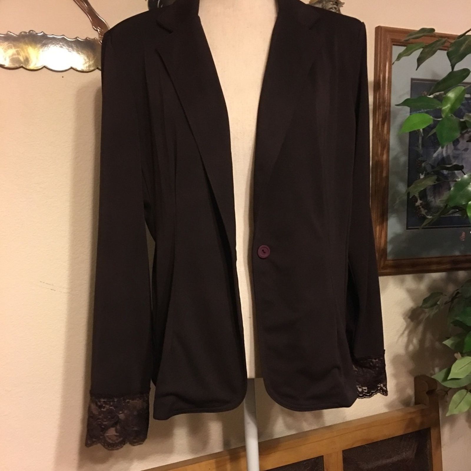 Other David Loren brown stretch blazer lace detail L Size L / US 10 / IT 46 - 3 Thumbnail