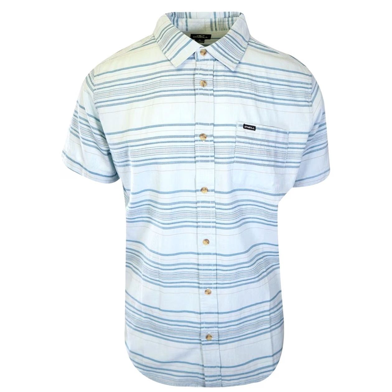 O'Neill O'Neill Men's Shirt Blue Seafaring Orange Line Stripe Pocket S/S (S11) Size US L / EU 52-54 / 3 - 2 Thumbnail