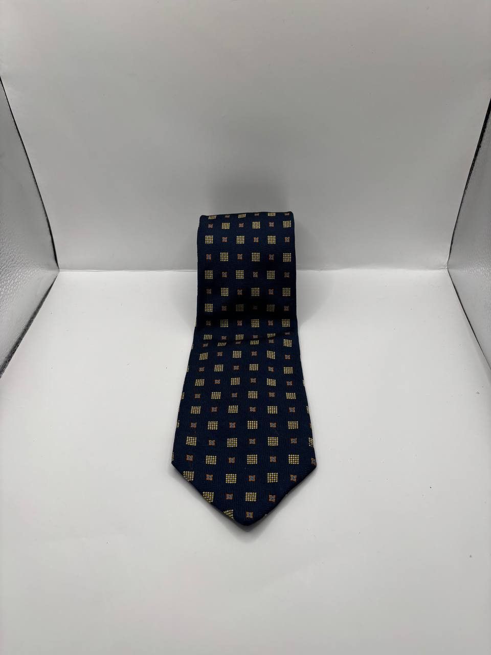 Hugo Boss Hugo Boss Silk Geometric Tie - Navy/Blue - Made in Italy Size ONE SIZE - 3 Thumbnail
