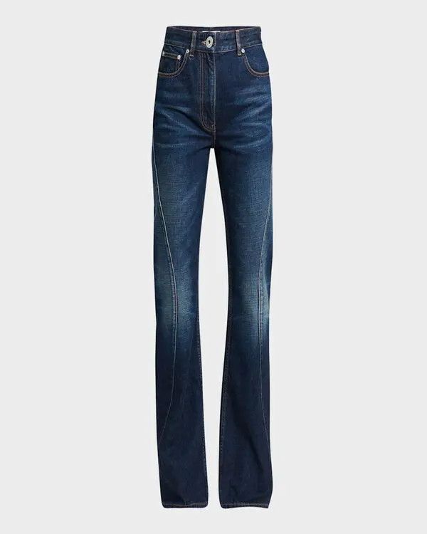 Salvatore Ferragamo o1s1rm0126 Seam Detail Straight-leg Jeans in Blue Size 30" / US 8 / IT 44 - 1 Thumbnail