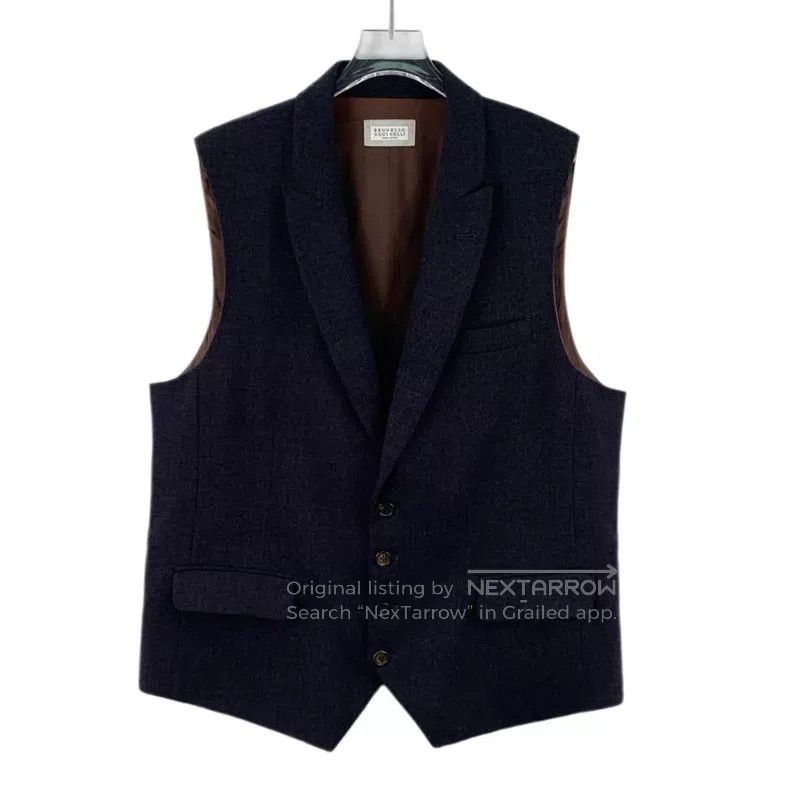 Brunello Cucinelli Brunello Cucinelli Black wool collar sleeveless single-bre Size US L / EU 52-54 / 3 - 1 Thumbnail