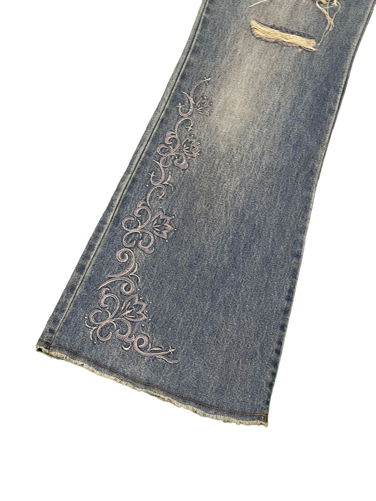 Japanese Brand Flare Jeans Jouer Aux Eches Distress Thin Bell Bottom 8🟦2 Size US 32 / EU 48 - 5 Thumbnail