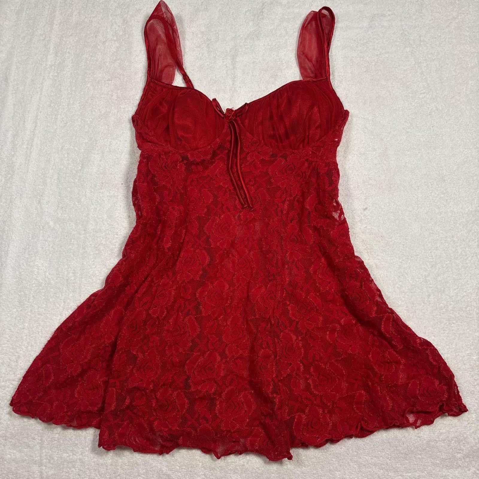Other vintage red lace slip lingerie top or dress Size L / US 10 / IT 46 - 4 Thumbnail