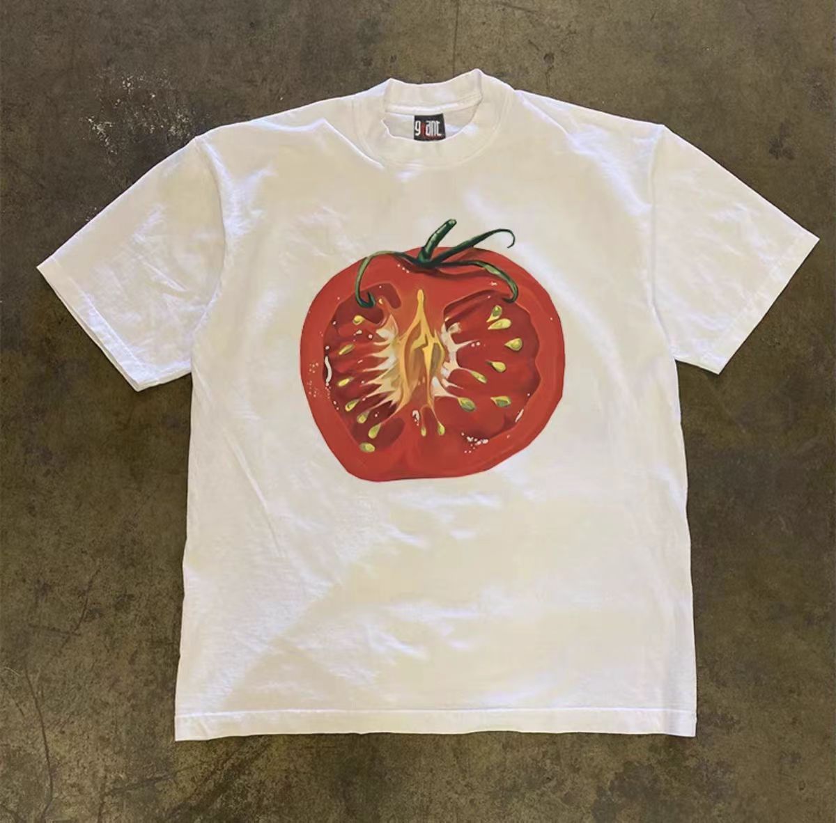 Japanese Brand × Vintage Street washed retro tomato print cotton t-shirt Size US M / EU 48-50 / 2 - 1 Thumbnail