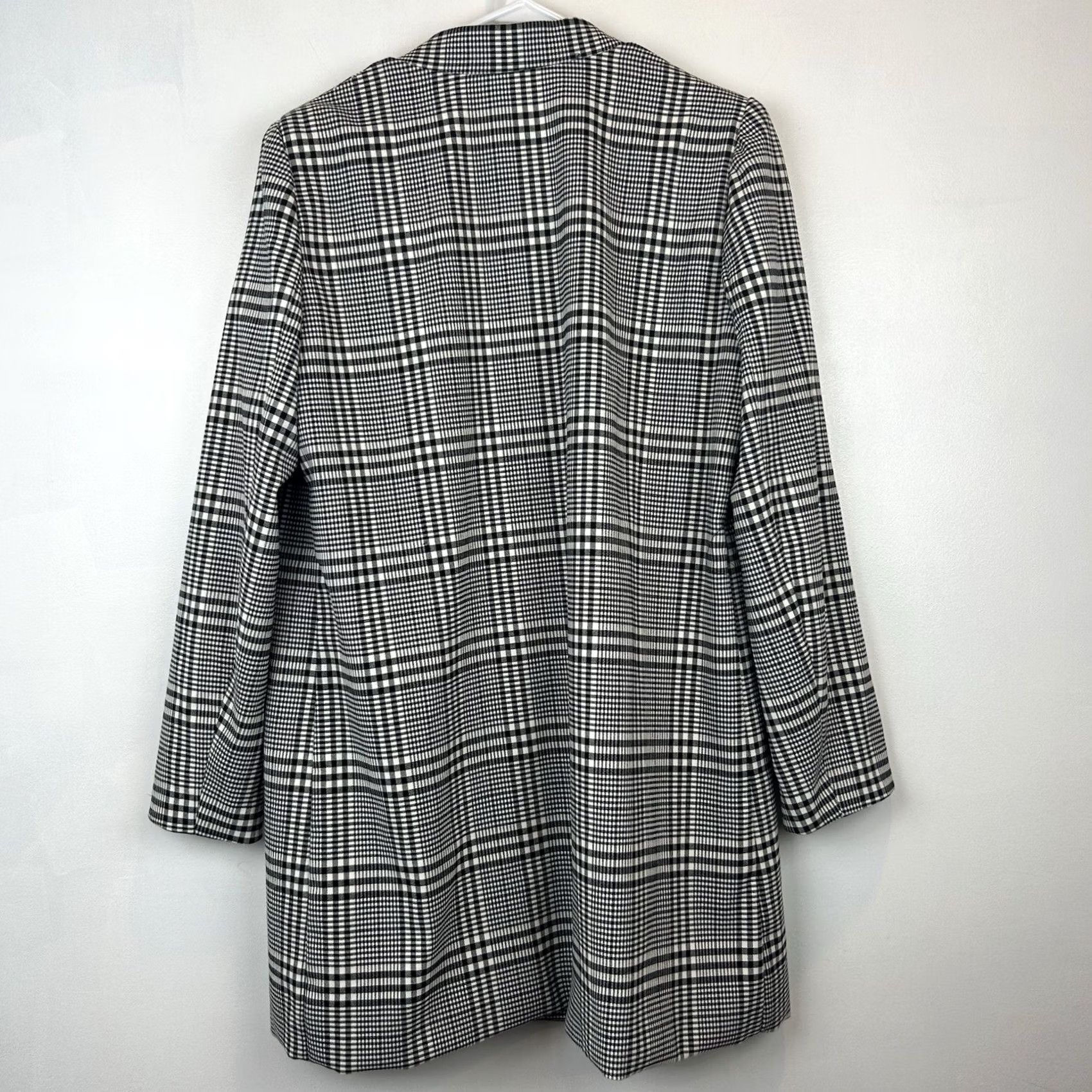 Vintage Carolina Belle Plaid Jacket Womens L Long Black Open Coat Business Casual Formal Travel Workwear Size L / US 10 / IT 46 - 2 Thumbnail