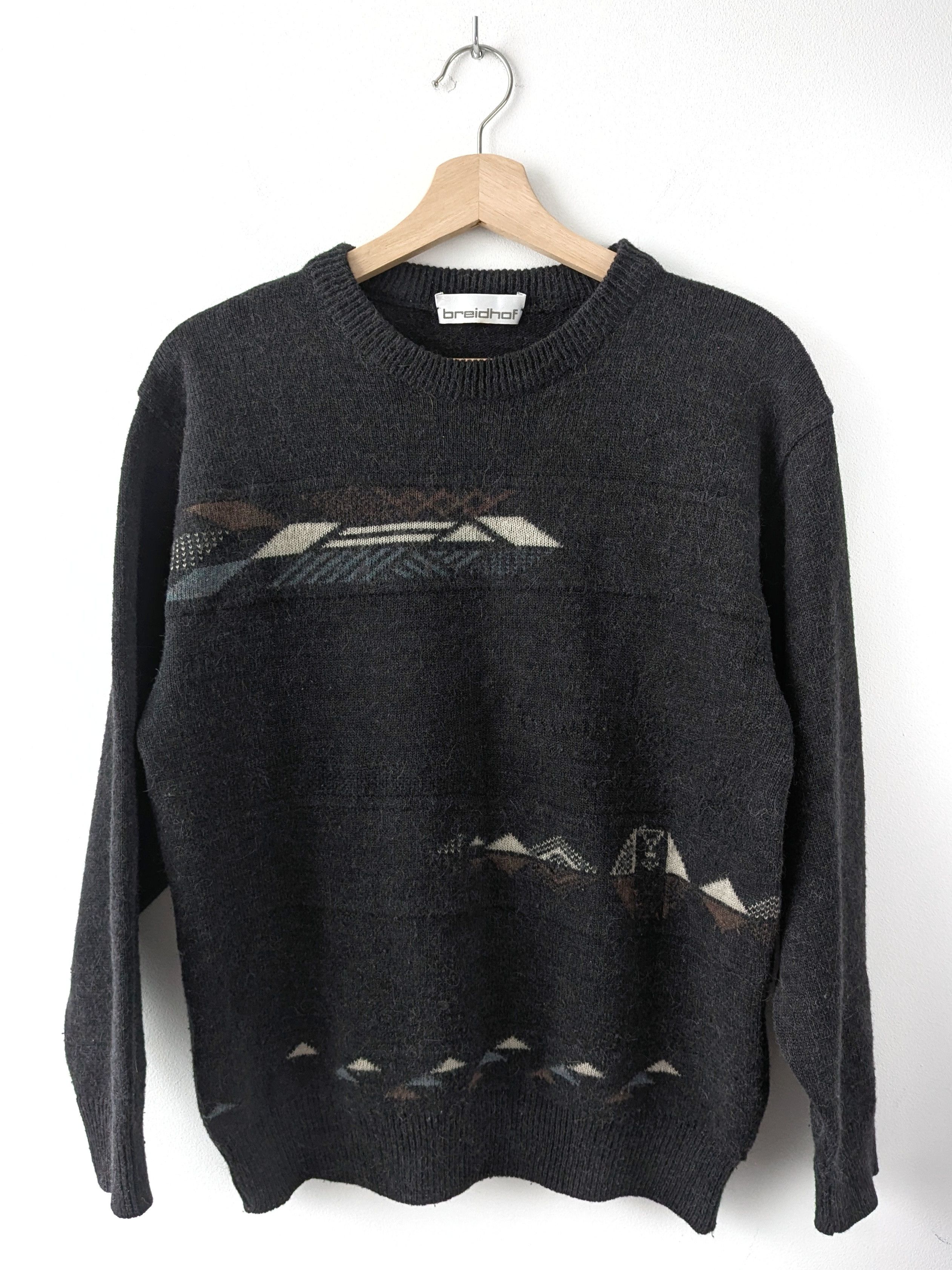 Vintage Breidhof Vintage Wool Blend Knit Sweater Geometric Black Size US M / EU 48-50 / 2 - 1 Thumbnail