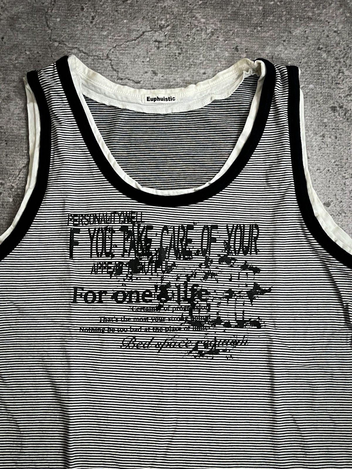 If Six Was Nine Japanese Brand Euphuistic Graphic Stripe Tanktop Size US M / EU 48-50 / 2 - 2 Thumbnail