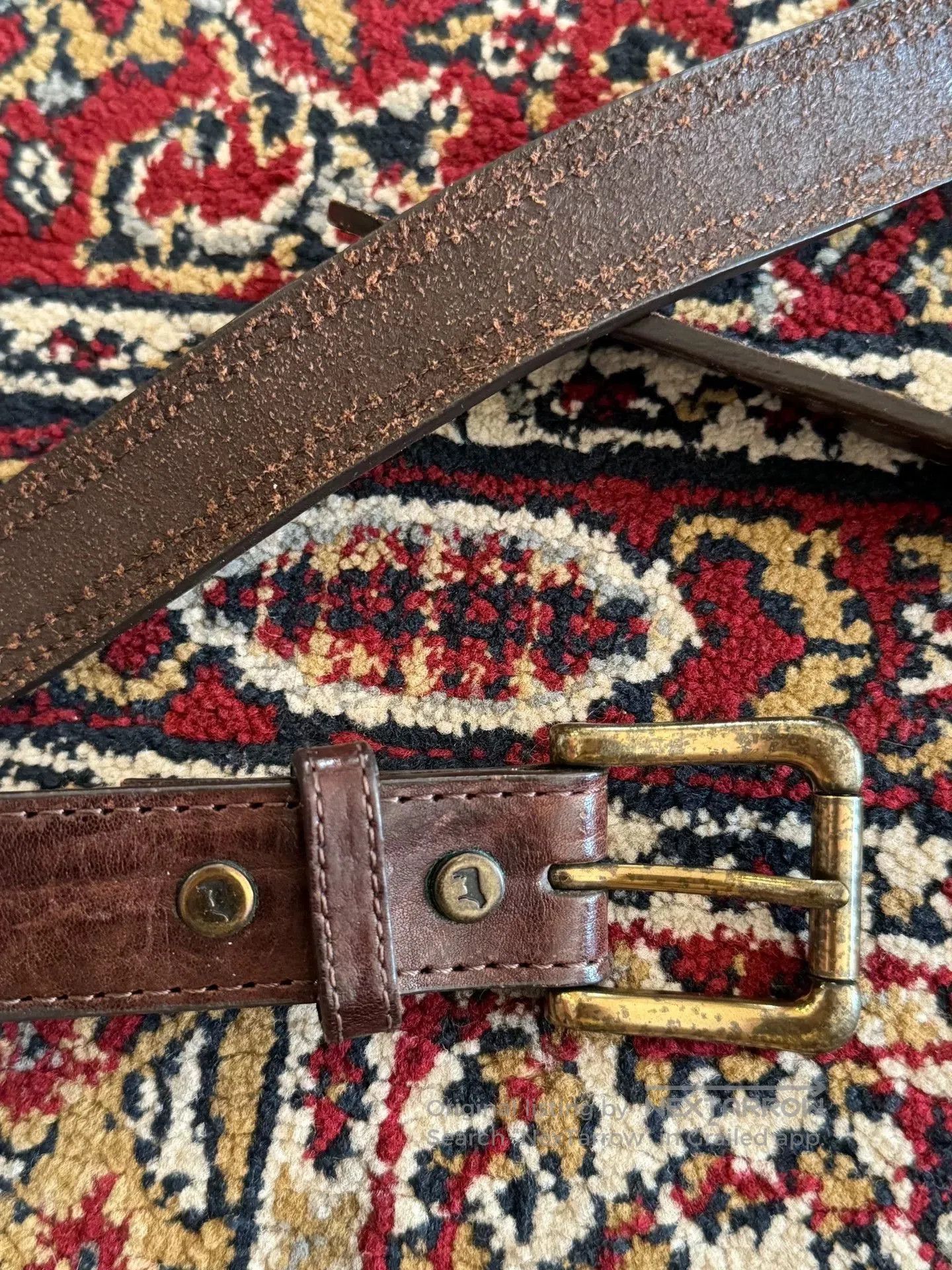 Japanese Brand Handmade Beaded Navajo Western Leather Belt. Size ONE SIZE - 3 Thumbnail