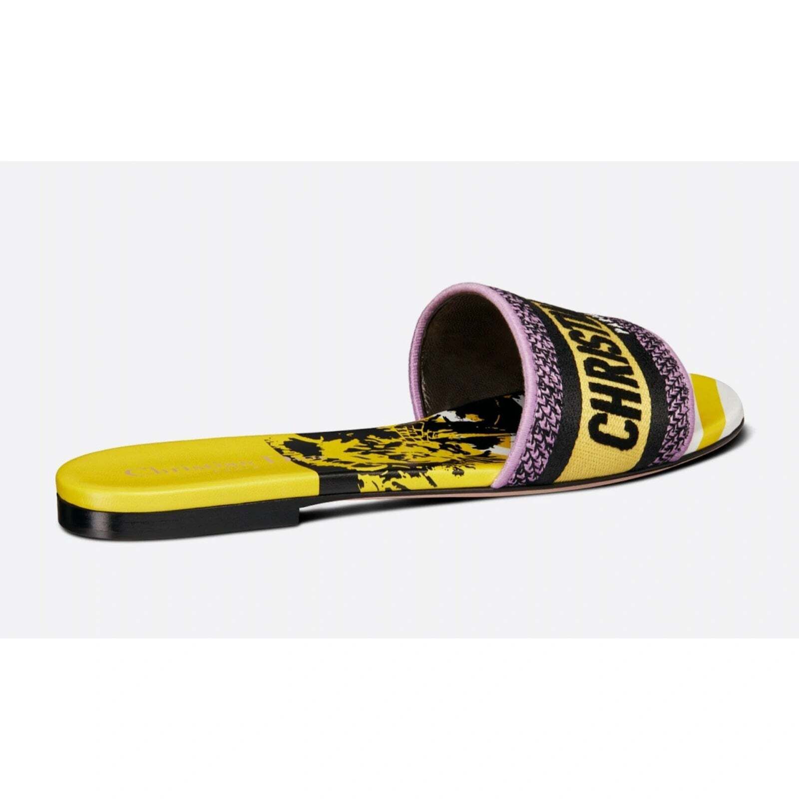 Dior Dway Jungle Embroidered Logo Slide Flat Sandal 38.5 Size US 9.5 / IT 39.5 - 8 Thumbnail