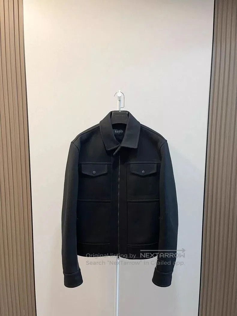 Gucci Gucci Black Wool Leather Trim Jacket. Size US XL / EU 56 / 4 - 1 Thumbnail