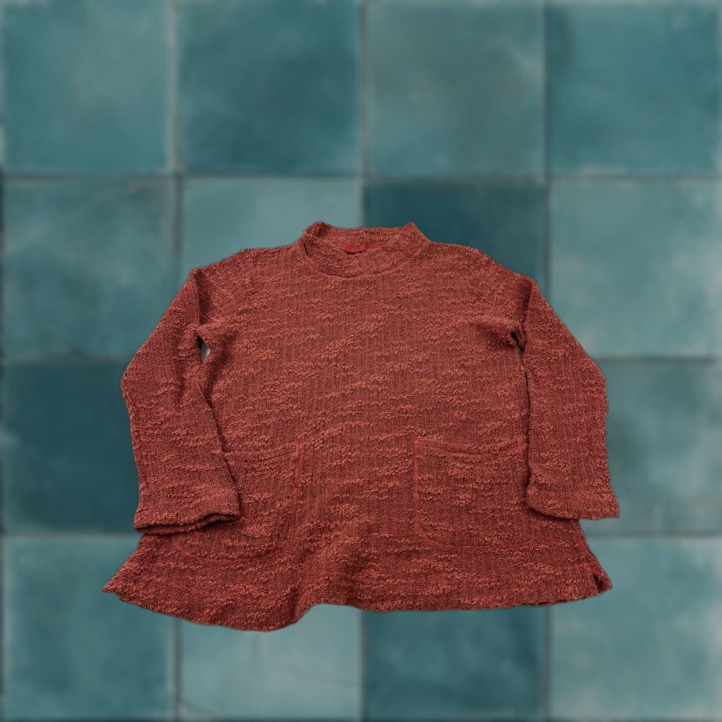 Vintage Cut Loose Sweater Tunic Womens XS Red Textured Knit Mock Neck Pockets Top Size XS / US 0-2 / IT 36-38 - 1 Thumbnail