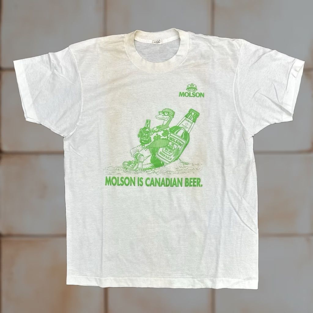Fruit Of The Loom VINTAGE Molson Canadian Beer T Shirt 80s Screen Stars XL Distressed White Mens Size US XL / EU 56 / 4 - 1 Thumbnail