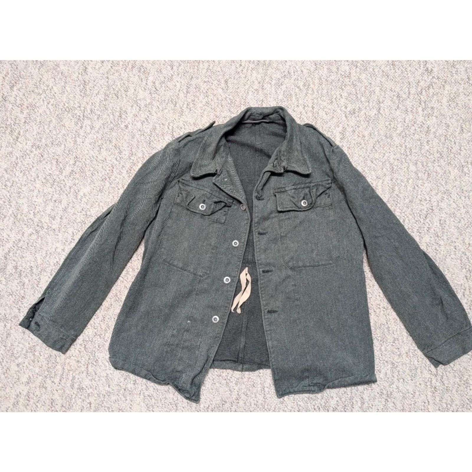 Denime VINTAGE denim shirt jacket Men 38 green motorcycle jacket denim patent WWII army Swiss 38 90s? Size US S / EU 44-46 / 1 - 3 Thumbnail