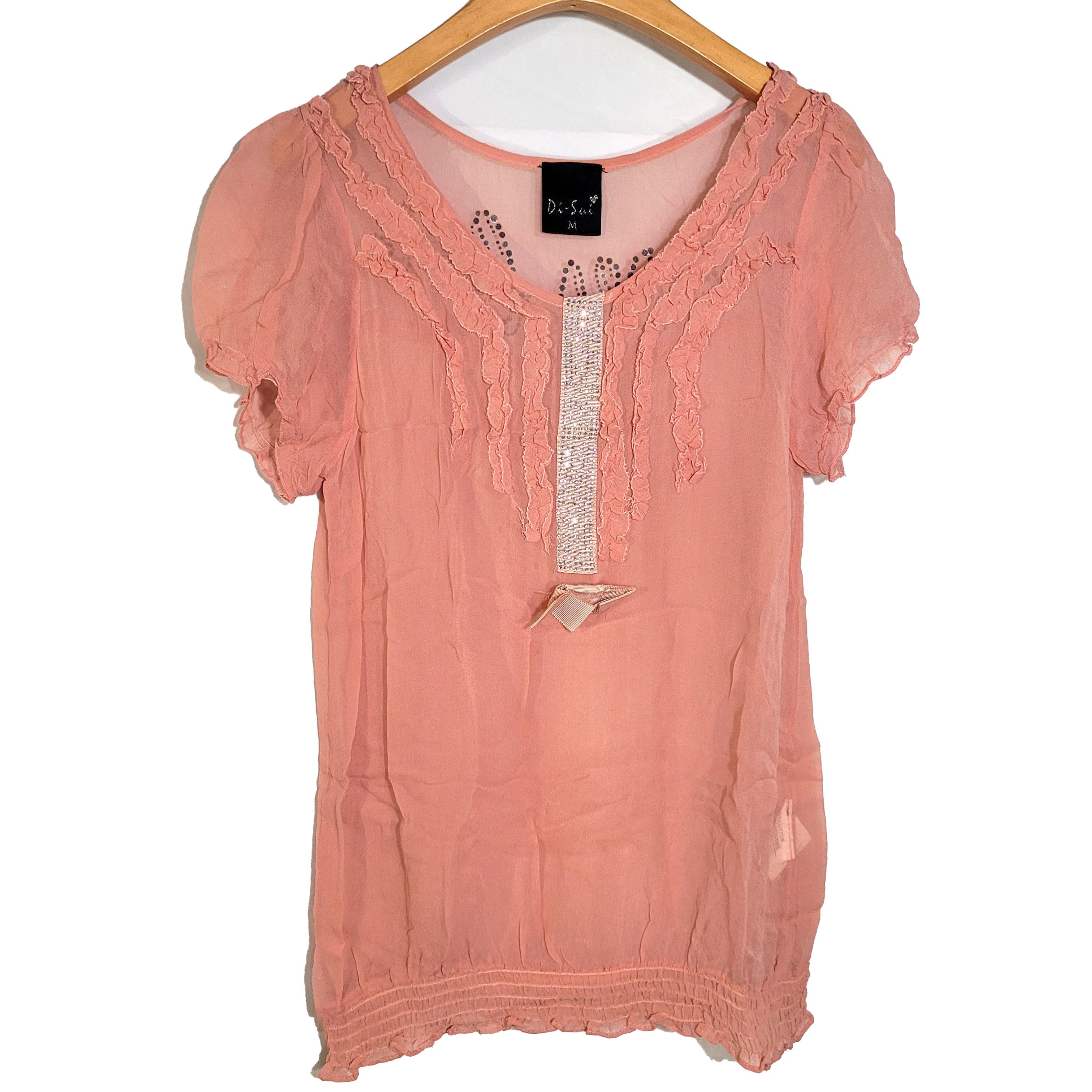 Other Women's 100& Silk Size S Short Sleeve Top Shirt SCK240 Size S / US 4 / IT 40 - 1 Thumbnail