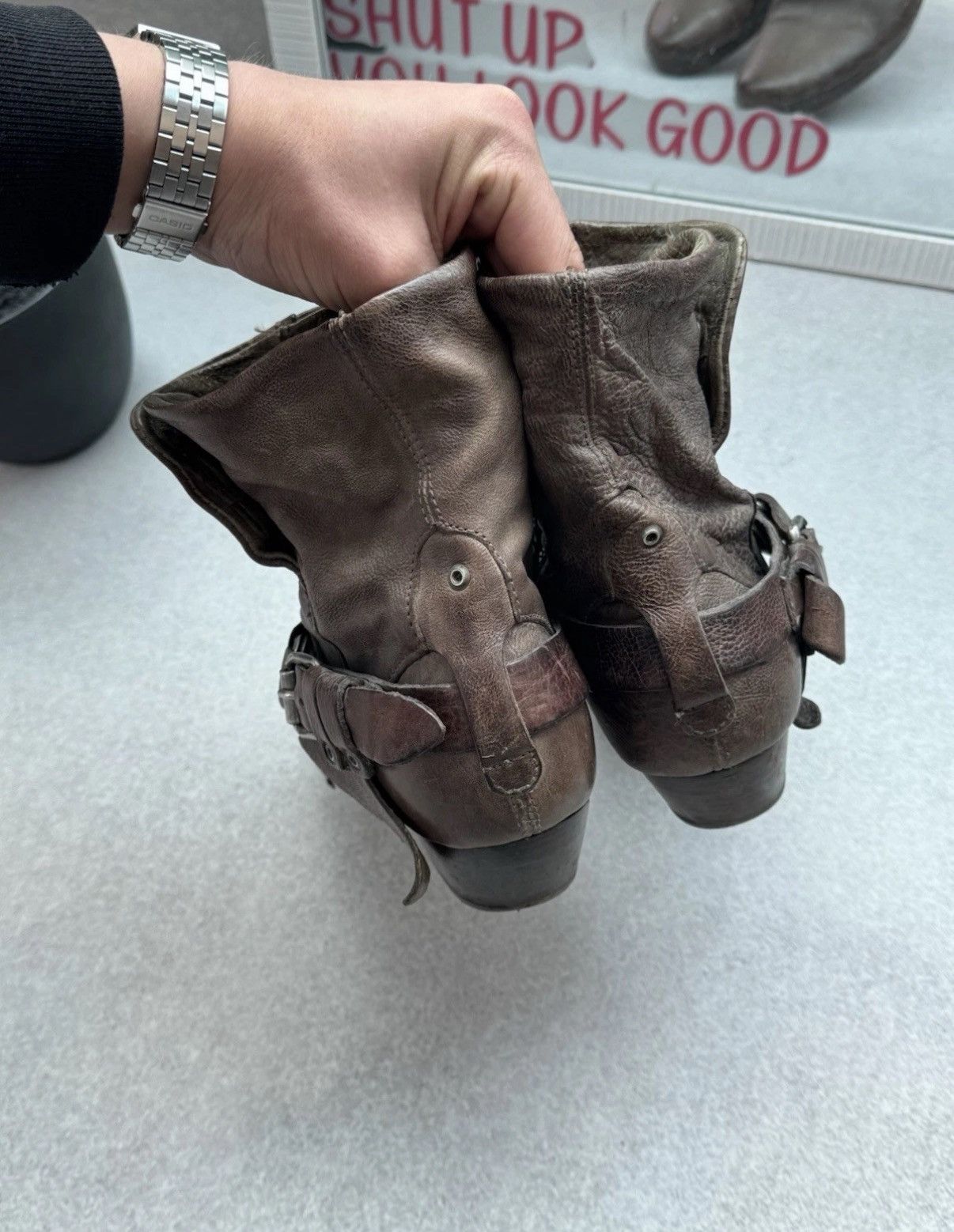 A.S.98 Vintage A.S 98 Airtep Ankle Women Leather Biker Brown Boots Size US 8.5 / IT 38.5 - 9 Thumbnail
