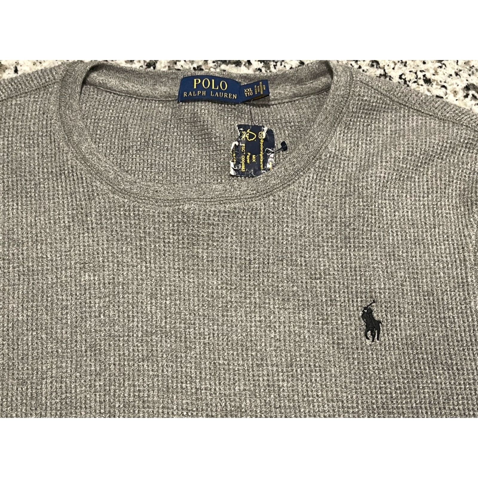 Polo Ralph Lauren VINTAGE Polo Ralph Lauren Men Shirt Crew Neck Thermal Waffle Knit XXL Gray NWT Big & Tall Size US XXL / EU 58 / 5 - 4 Thumbnail