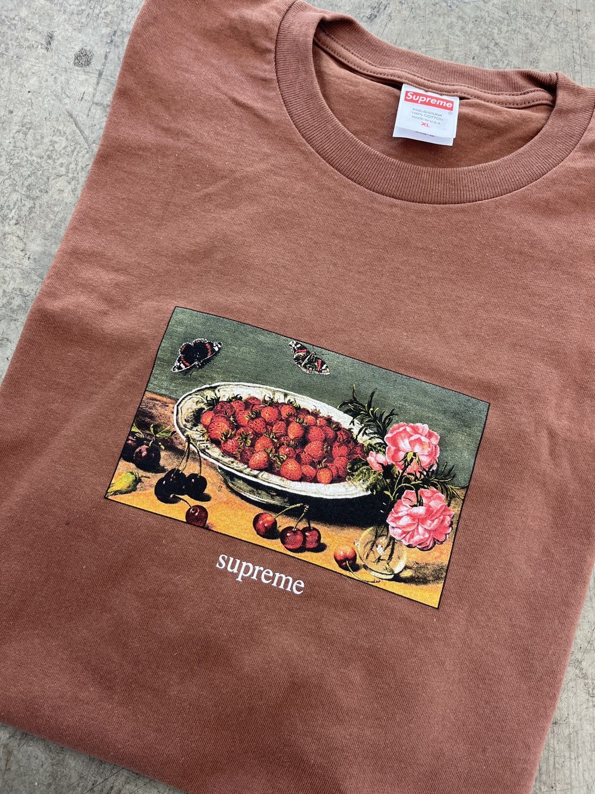 image of Supreme Strawberries Tee Brown- Xl, Men's