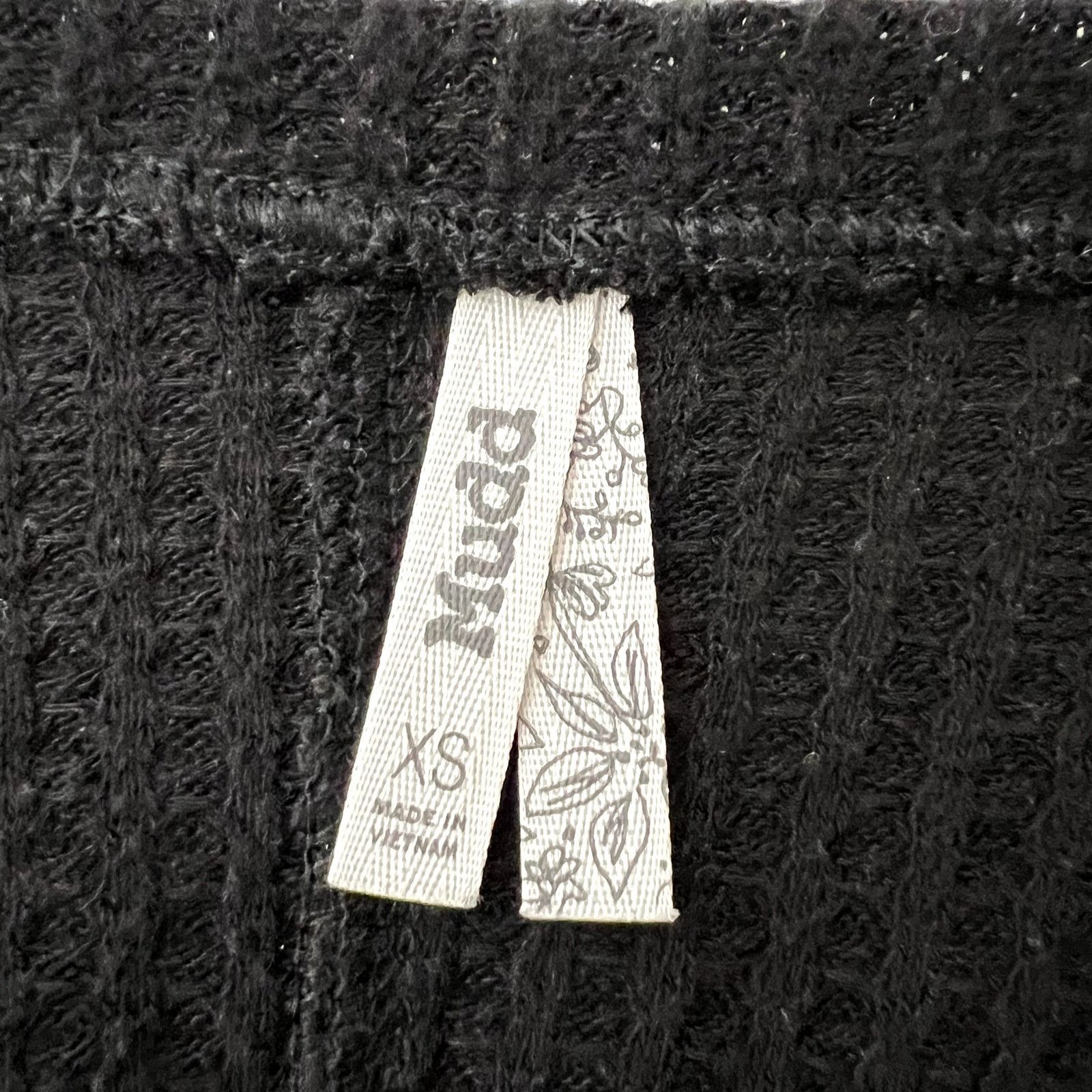 Other Mudd Black Waffle Knit Tie Long Sleeve Top Size XS / US 0-2 / IT 36-38 - 6 Thumbnail