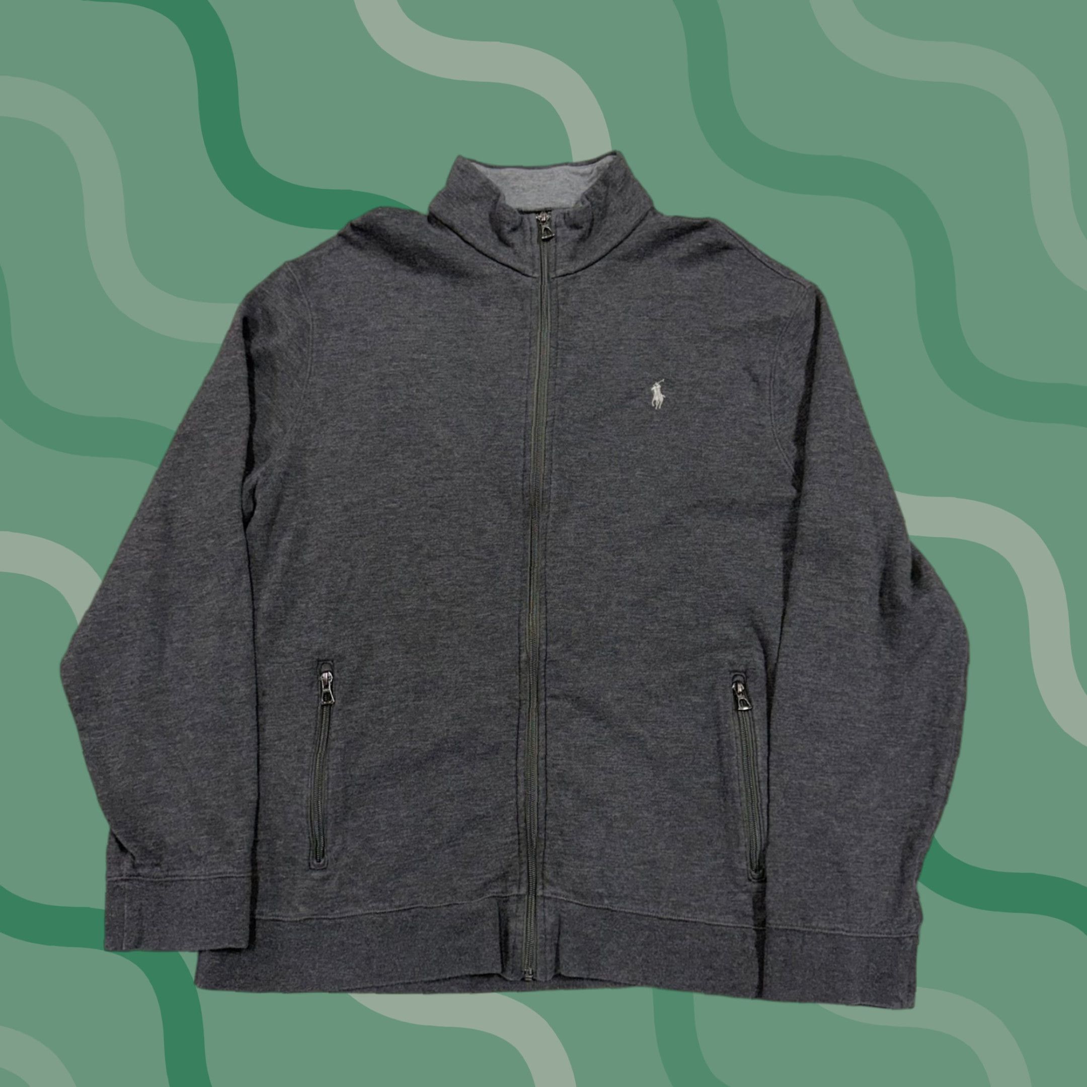 Polo Ralph Lauren Polo Ralph Lauren Jacket Mens XL Gray Cotton Full Zip Stand Collar Pockets Size US XL / EU 56 / 4 - 1 Thumbnail