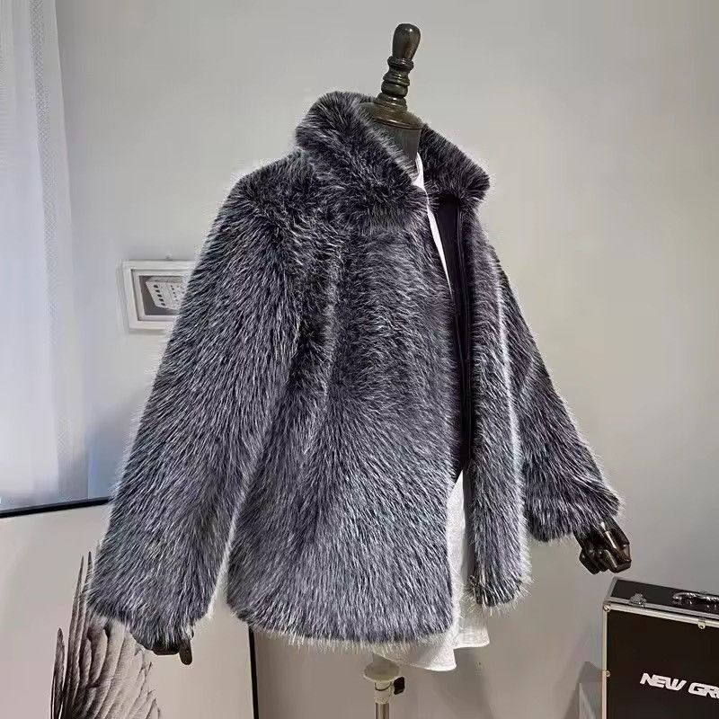 Other Streetwear Faux Fur Warm Luxury Trendy Gray Jacket Coat Size US L / EU 52-54 / 3 - 2 Thumbnail