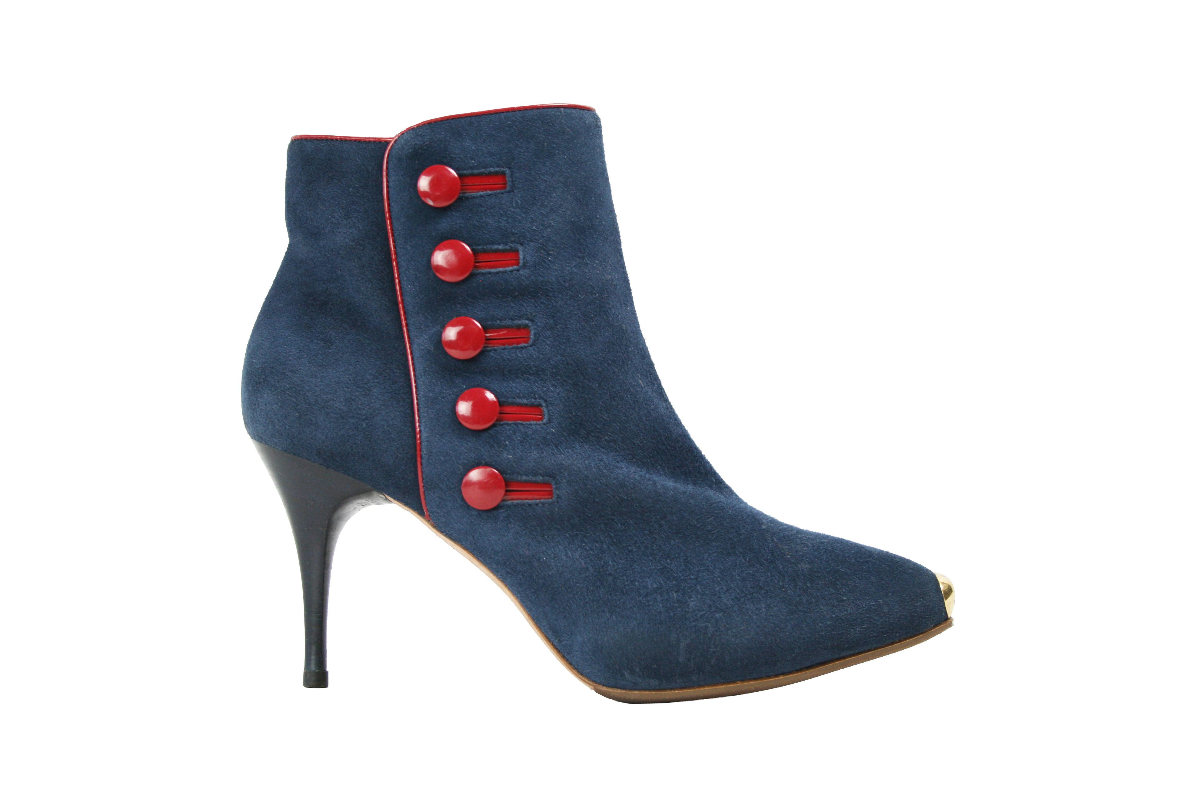Alexander McQueen 00S Napoleon Y2K Ankle Suede Boots Vintage Size US 7.5 / IT 37.5 - 1 Thumbnail